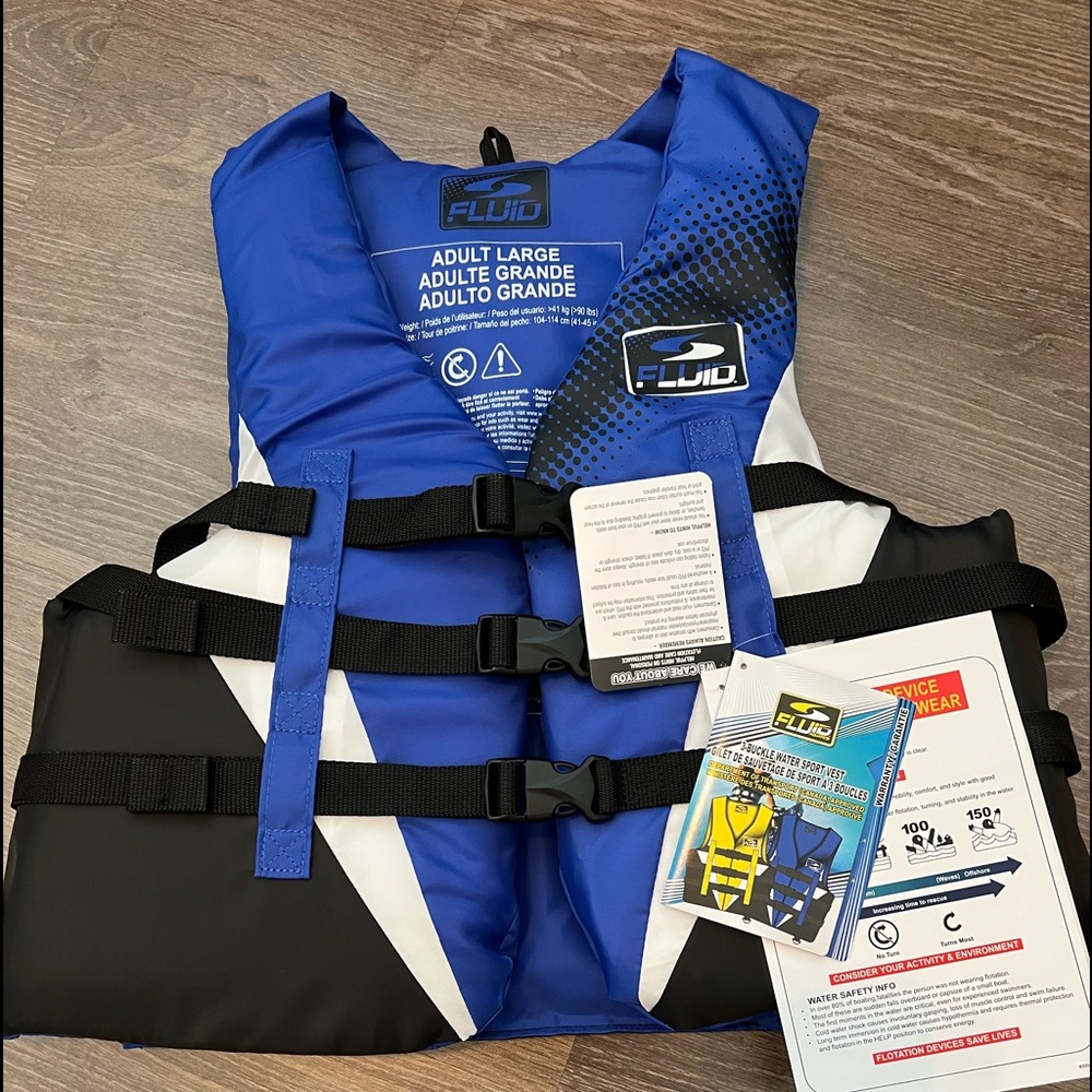 🔥NWT🔥 Fluid Adult Universal 3-Buckle PFD/Life Jacket
